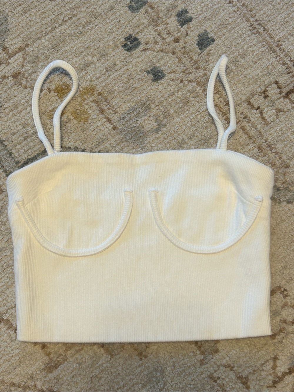 DISSH White Ribbed Drawstring Crop Top